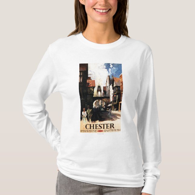 T-shirt Vue de rue avec le rail d'horloge de couples et de (Devant)