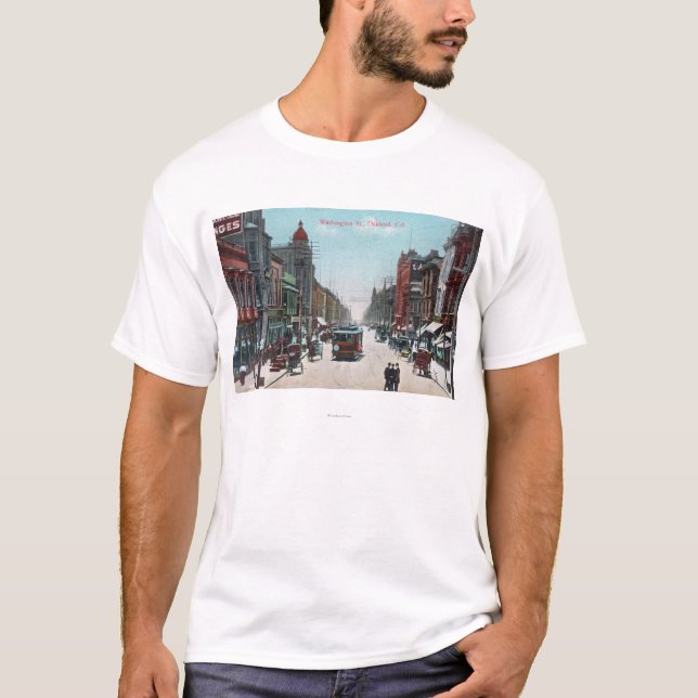 T-shirt Vue de rue de Washington avec des funiculaires (Devant)