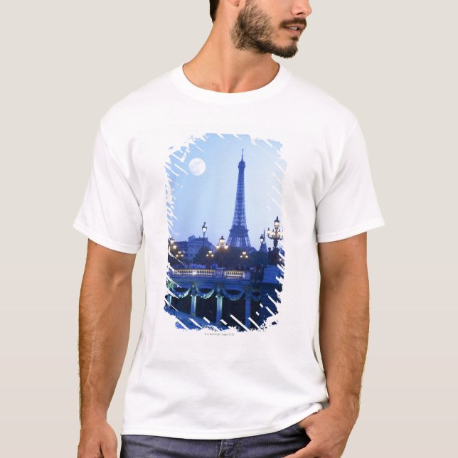 T-shirt Vue de soirée de Tour Eiffel (Devant)