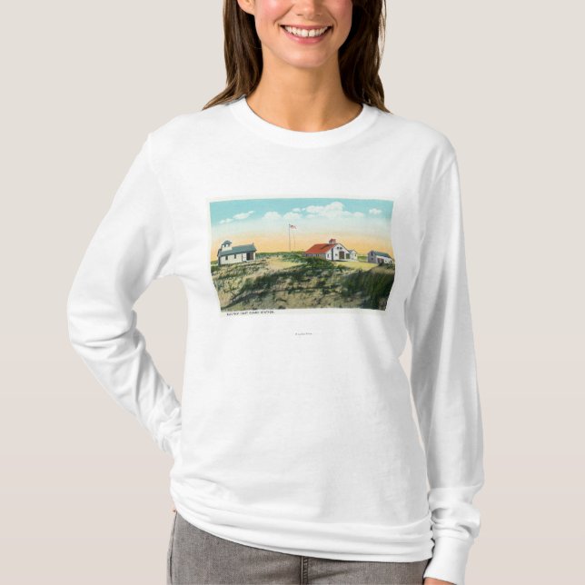 T-shirt Vue de station de la garde côtière de point de (Devant)