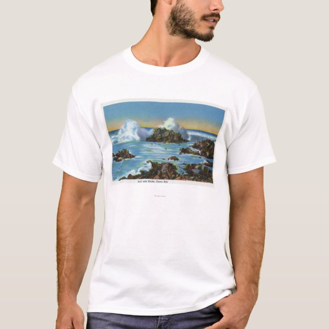 T-shirt Vue de surf le long de la roche (Devant)