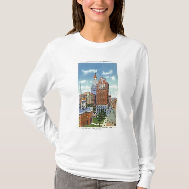T-shirt Vue de tour de bâtiment et de voyageurs de (Devant)