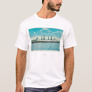 T-shirt Vue de vapeur de PS contre la côte de CostaPort,
