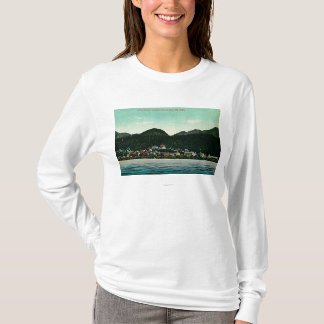 T-shirt Vue de ville de Ketchikan, Alaska de vapeur (Devant)