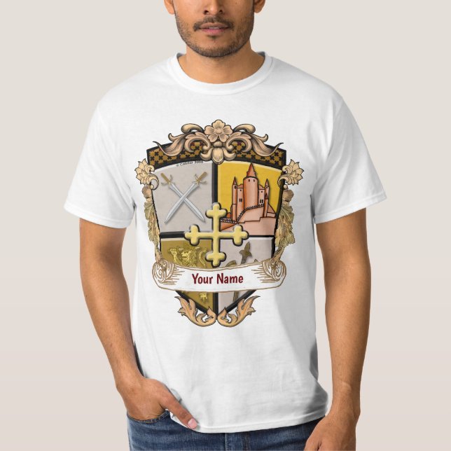 T-shirt Vue d'ensemble du bouclier de nom de famille (Devant)