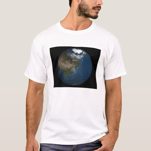 T-shirt Vue d'ensemble sur l'Asie avec la glace de mer arc (Devant)