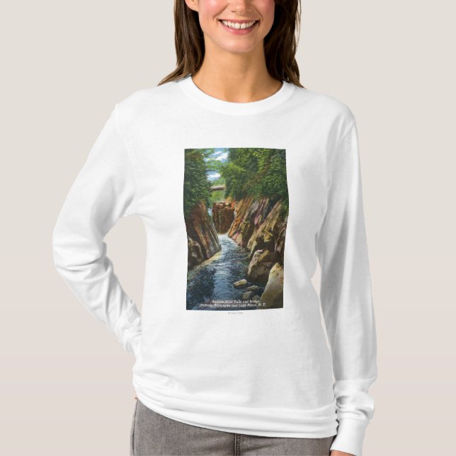 T-shirt Vue des automnes et du pont de rivière d'Ausable (Devant)
