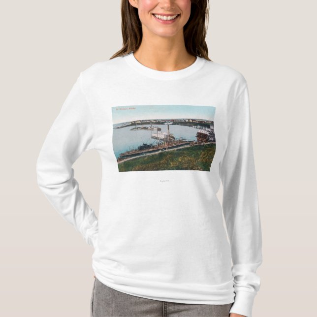 T-shirt Vue des bateaux dans le DockSt. Michael, AK (Devant)