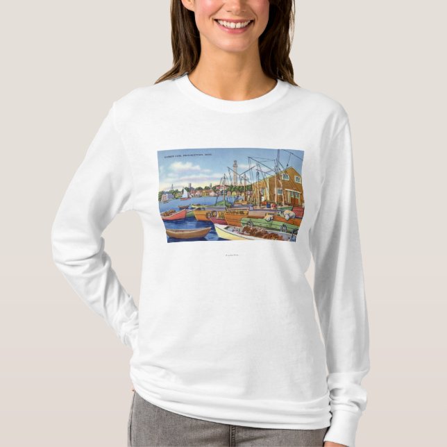 T-shirt Vue des bateaux dans le port (Devant)