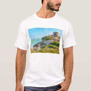 T-shirt Vue des ruines de Tulum, Dieu de temple de vents,