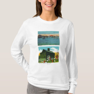 T-shirt Vue du bord de mer, vieux cottage de lierre sur la