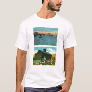 T-shirt Vue du bord de mer, vieux cottage de lierre sur la