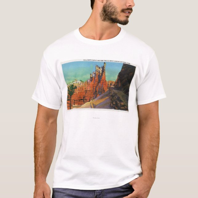 T-shirt Vue du château et des nouvelles traînées de (Devant)
