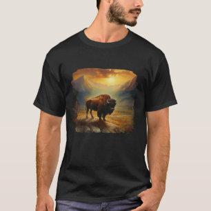 T-shirt Vue du coucher de soleil de Bison Buffalo