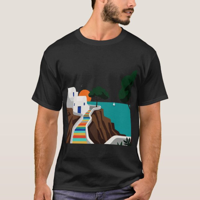 T-shirt Vue d'un garçon d'une île grecque (Devant)