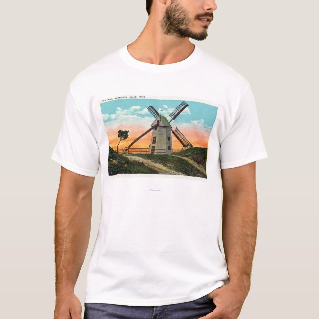 T-shirt Vue d'un vieux moulin à vent (Devant)