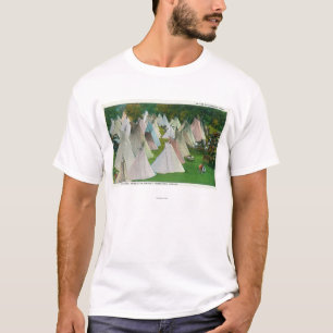 T-shirt Vue d'un village et d'un Pendleton indiens