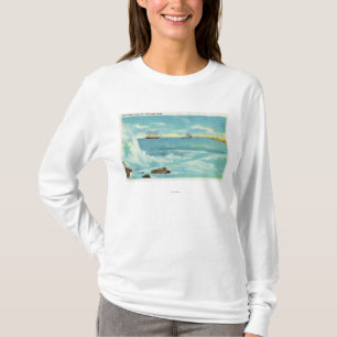 T-shirt Vue d'une scène de surf, bateaux sur la baie de