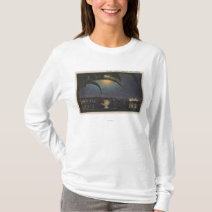 T-shirt Vue éclairée par la lune de baie de Newport