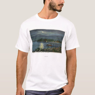 T-shirt Vue éclairée par la lune de lac, atterrissage de