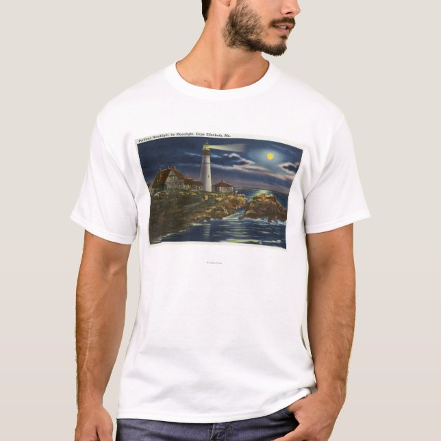 T-shirt Vue éclairée par la lune du phare principal de (Devant)