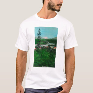T-shirt Vue éloignée de crête et de ville de glacier