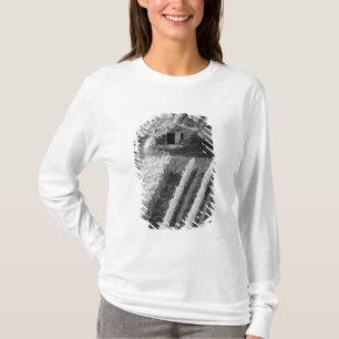 T-shirt Vue en noir et blanc d'une petite grange en pierre
