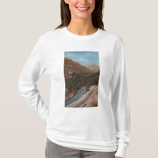 T-shirt Vue et rivière de canyon d'Ogden, de l'Utah - (Devant)