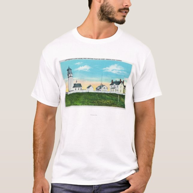 T-shirt Vue extérieure de cap Blanco LighthouseCoast (Devant)