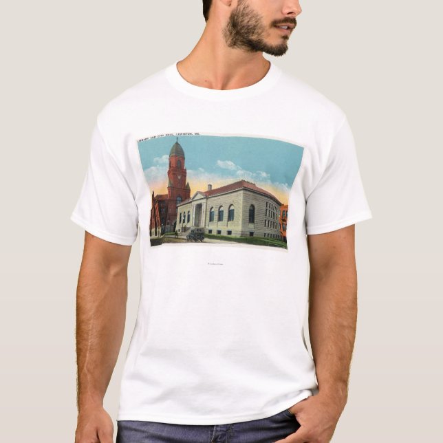 T-shirt Vue extérieure de la bibliothèque et de la ville (Devant)