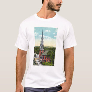 T-shirt Vue extérieure d'église de rue de parc