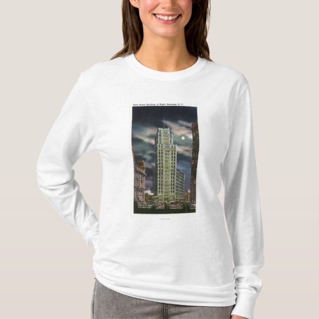 T-shirt Vue extérieure du bâtiment de tour d'état la nuit (Devant)