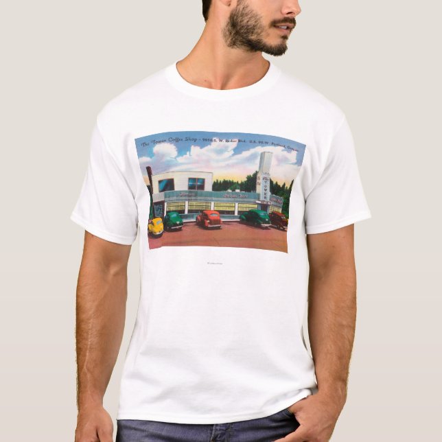 T-shirt Vue extérieure du café-restaurant de tour (Devant)
