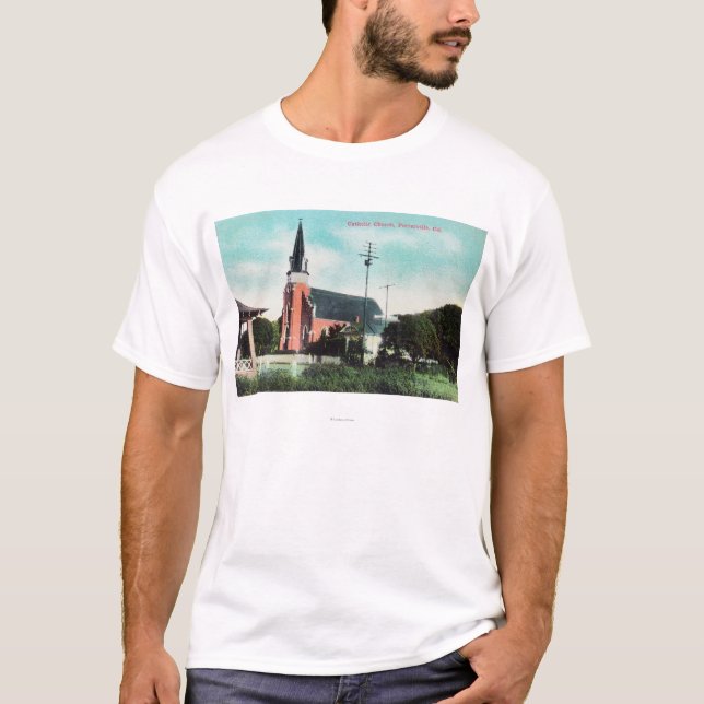 T-shirt Vue extérieure d'une église catholique (Devant)
