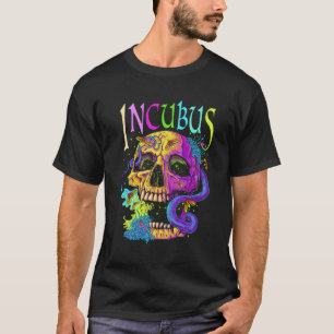 T-shirt Vue Incubus D'Un Crâne Gauche Crow Matin Et Fleur