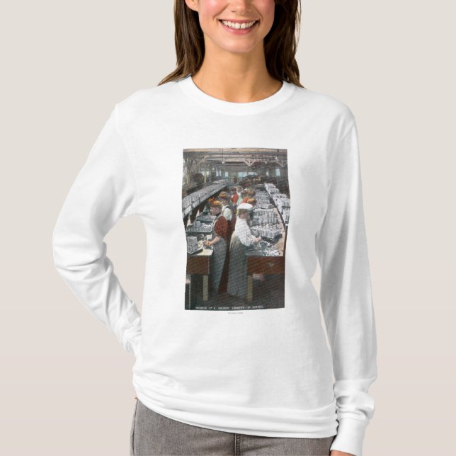 T-shirt Vue intérieure des travailleurs saumonés de (Devant)