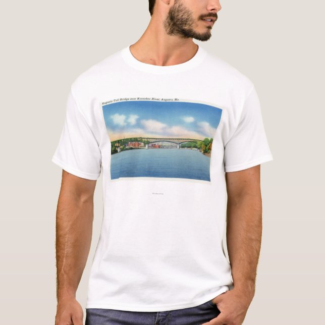 T-shirt Vue kennebec de rivière du pont de péage d'Augusta (Devant)