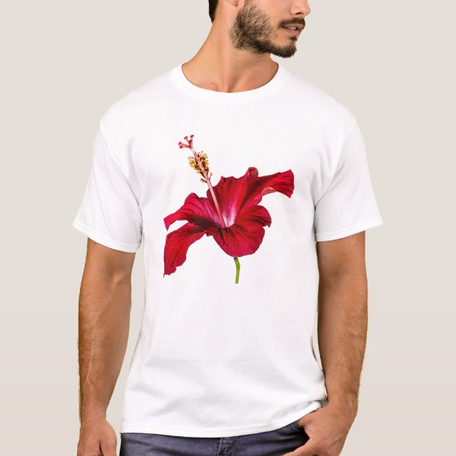 T-shirt Vue latérale de l'Hibiscus rouge (Devant)