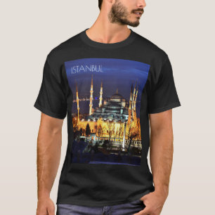 T-shirt Vue nocturne de la Mosquée Bleue à Istanbul Turqui