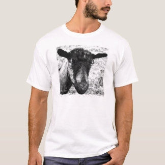 T-shirt Vue noire et blanche de tête de chèvre de daine