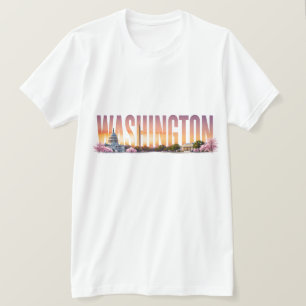 T-shirt Vue panoramique de Washington sur l'eau de montagn