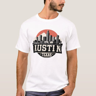 T-shirt Vue panoramique rétro en noir et blanc de la ville