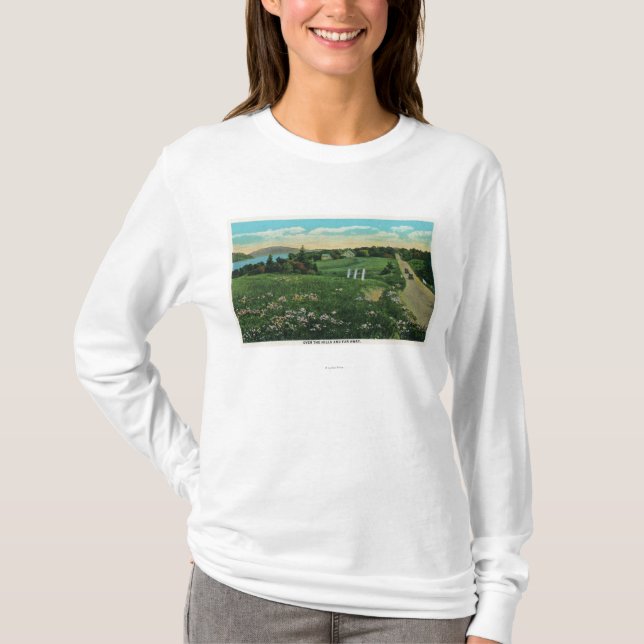 T-shirt Vue pittoresque de pays, au-dessus des collines et (Devant)
