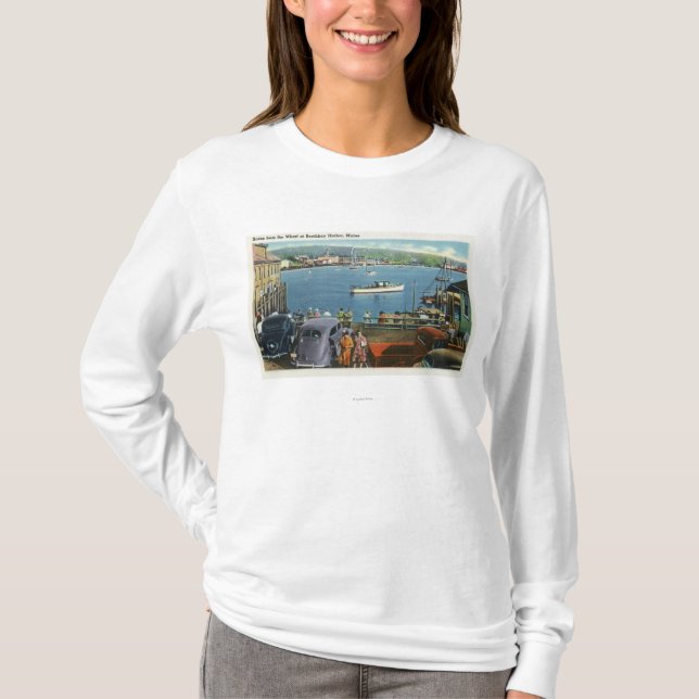 T-shirt Vue pittoresque du quai, des bateaux et des (Devant)