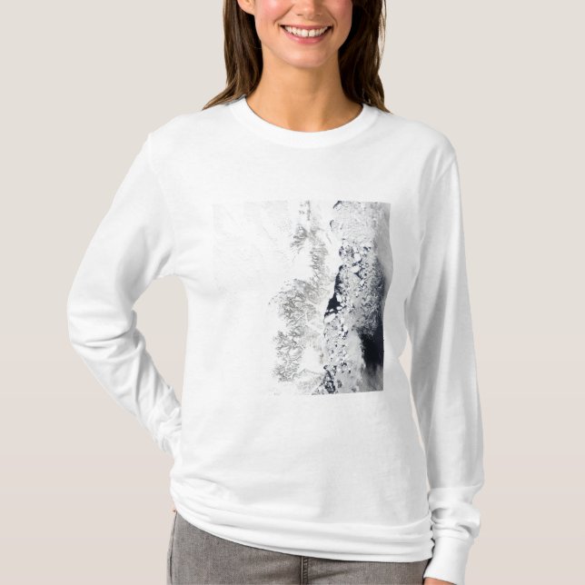 T-shirt Vue satellite de la côte est de Greenlan (Devant)