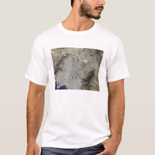 T-shirt vue satellite de Vrai-couleur d'Athènes central