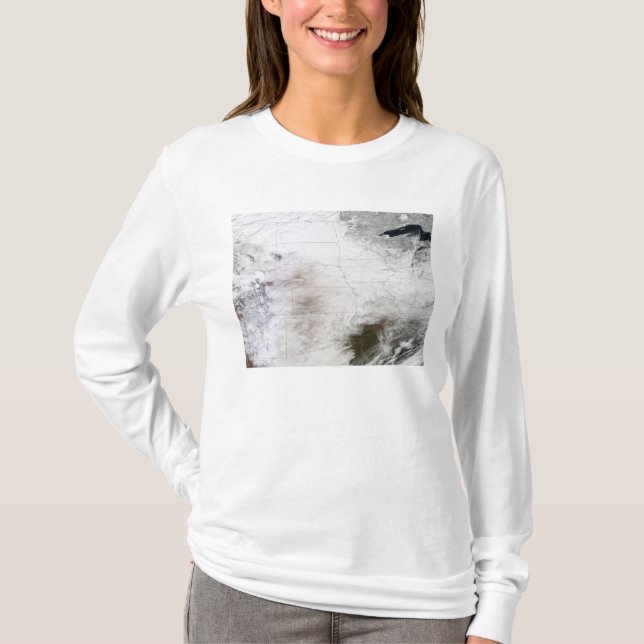 T-shirt Vue satellite d'une énorme tempête d'hiver au-dess (Devant)