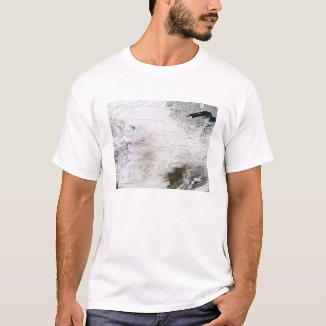 T-shirt Vue satellite d'une énorme tempête d'hiver au-dess (Devant)