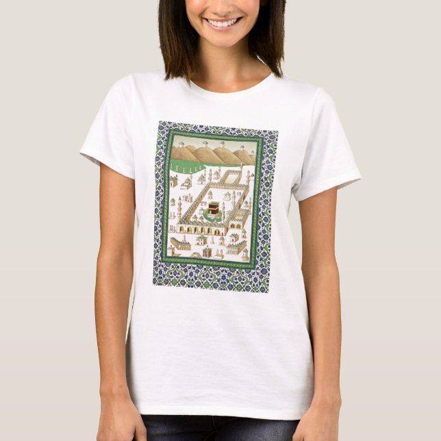T-shirt Vue schématique de La Mecque, montrant la Qua'bah, (Devant)