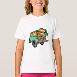 T-shirt Vue sur la plage dans la voiture Illustration été 